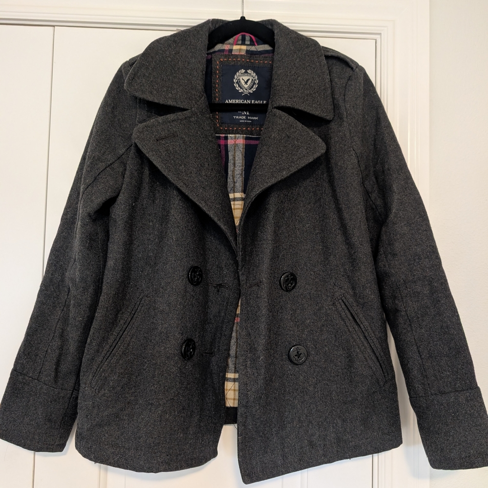 Vintage American Eagle Grey Winter Peacoat
